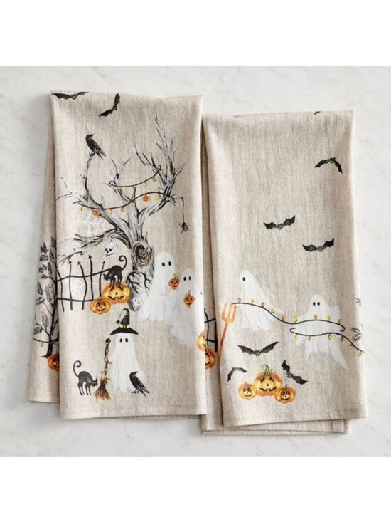 Pottery Barn Other - Pottery Barn Scary Squad Cotton Tea Towels NEW Set of 2 Halloween Ghosts Spooky